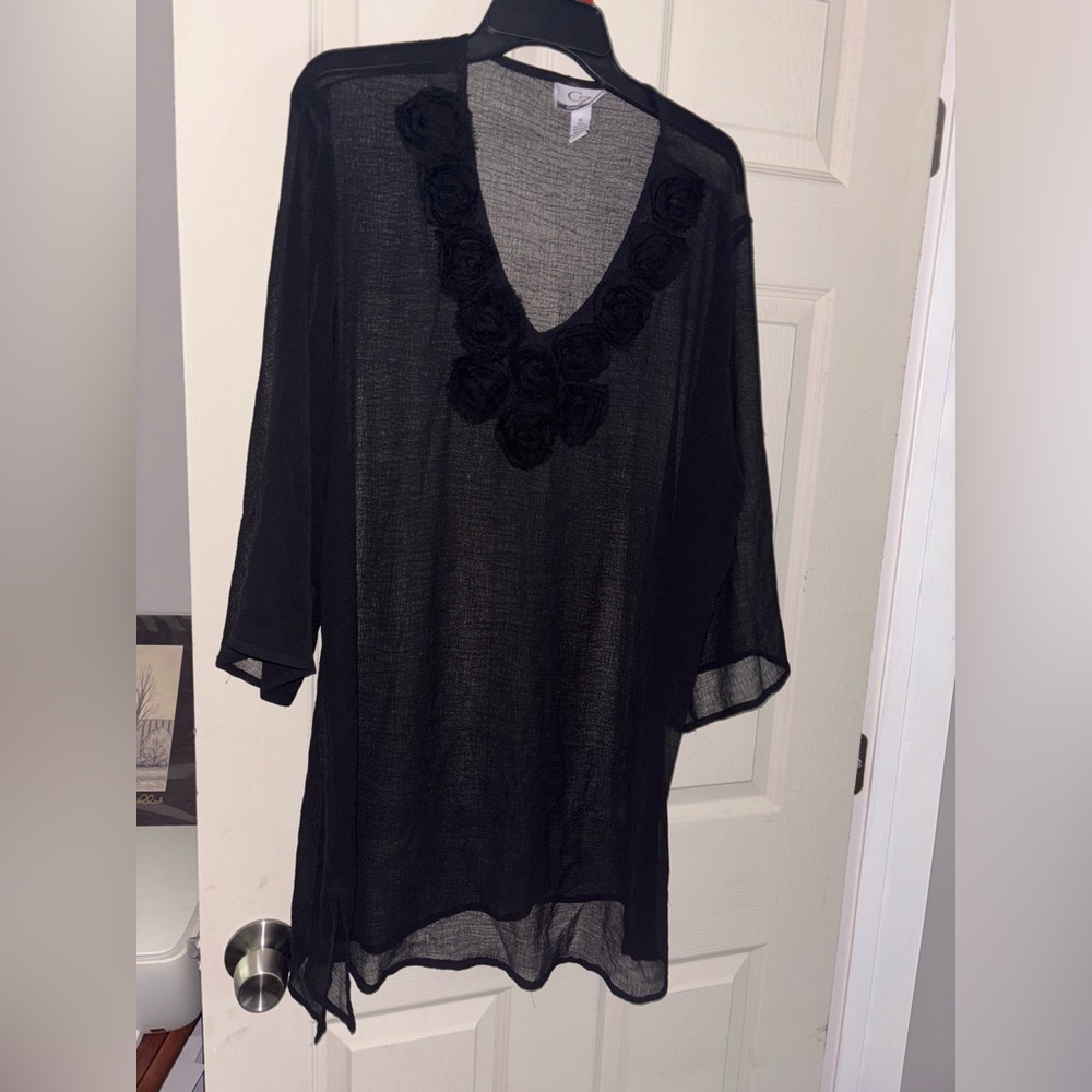Sheer CZ swim coverup